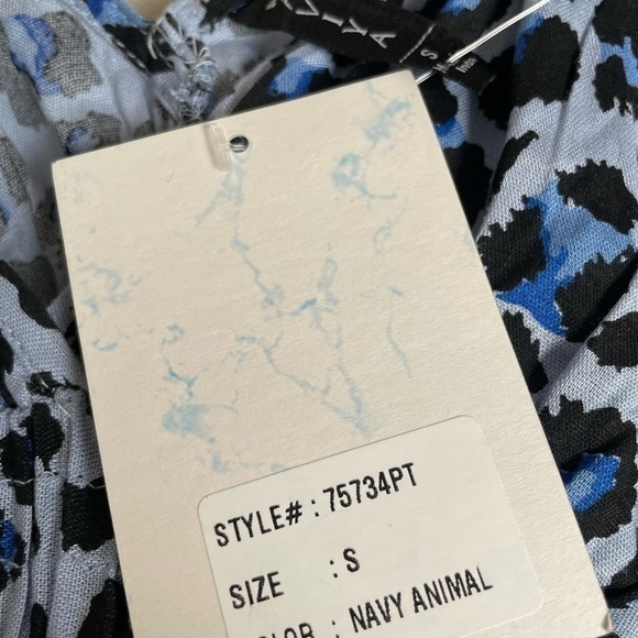 Raviya Dress Beach Resort Cover Up Navy Animal Print Side Slits Popover S New - Picture 10 of 11